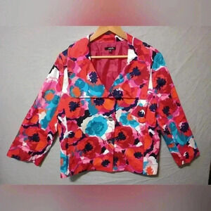Rafaella Floral Jacket Two Button XL Boho Costal Grandma Y2K Beachy Grannycore